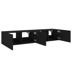 Meubles TV muraux avec lumières LED 2 pcs noir 80x35x31 cm