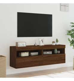 Meubles TV muraux lumières LED 2 pcs chêne marron 60x30x40 cm