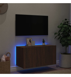 Meuble TV mural avec lumières LED chêne marron 80x35x41 cm