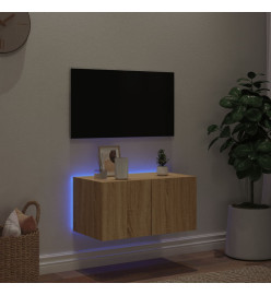 Meuble TV mural avec lumières LED chêne sonoma 60x35x31 cm