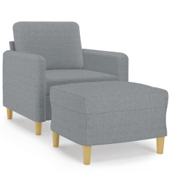 Fauteuil avec repose-pied Gris clair 60 cm Tissu