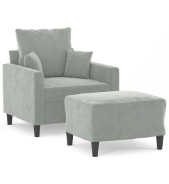 Fauteuil avec repose-pied Gris clair 60 cm Velours