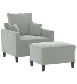 Fauteuil avec repose-pied Gris clair 60 cm Velours