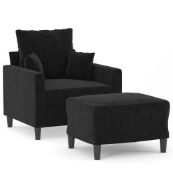 Fauteuil avec repose-pied Noir 60 cm Velours