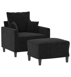 Fauteuil avec repose-pied Noir 60 cm Velours