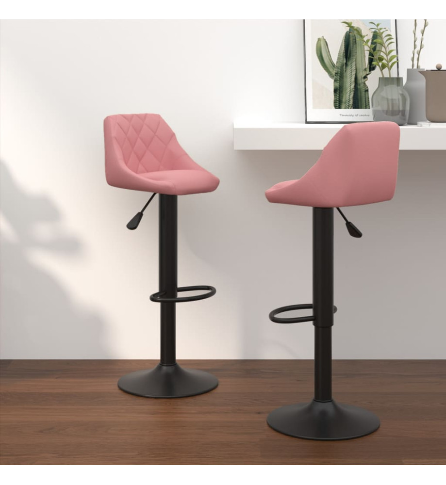 Tabourets de bar lot de 2 rose velours