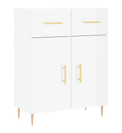 Buffet haut Blanc brillant 69,5x34x180 cm Bois d'ingénierie