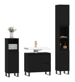 Ensemble de meubles salle de bain 3 pcs noir bois d'ingénierie