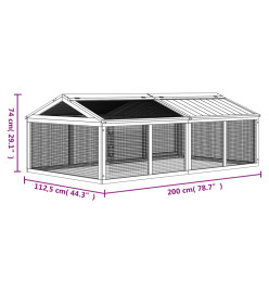 Enclos animaux moka 200x112,5x74 cm bois massif de pin