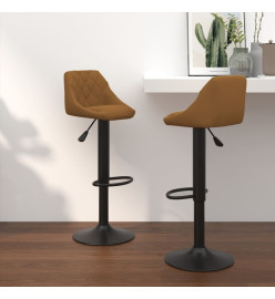 Tabourets de bar lot de 2 marron velours