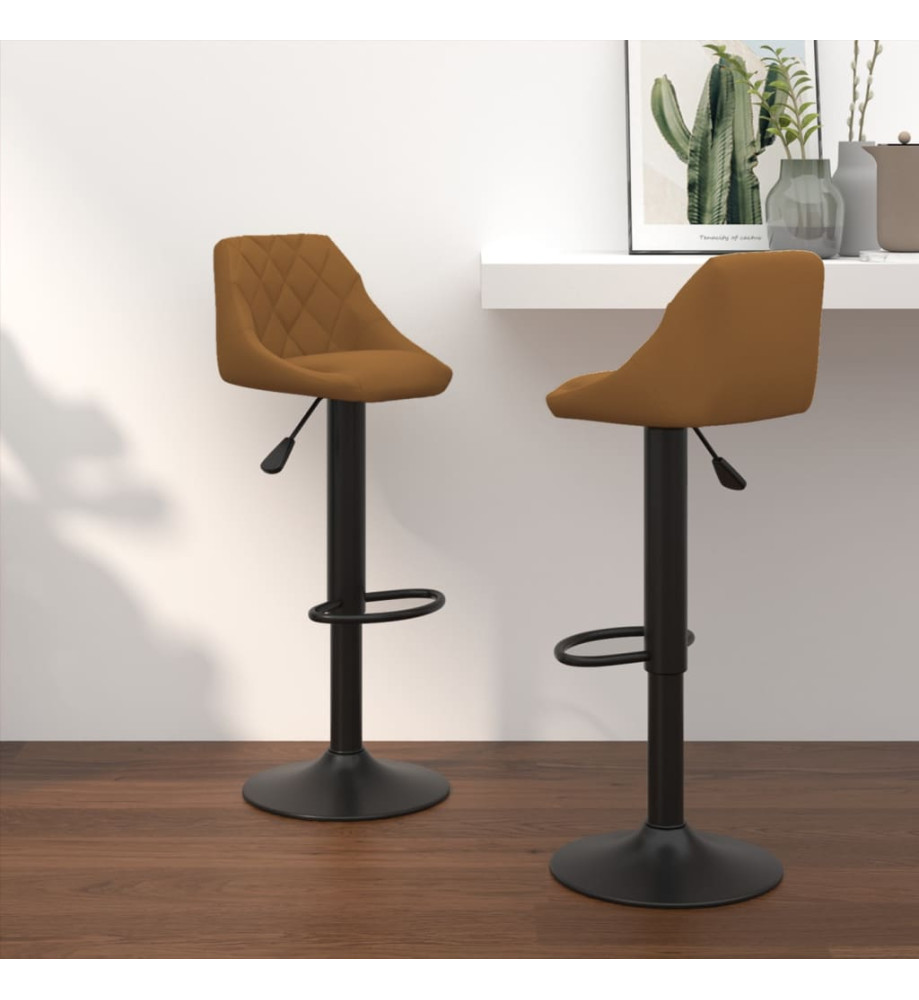 Tabourets de bar lot de 2 marron velours