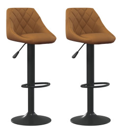 Tabourets de bar lot de 2 marron velours