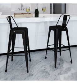 Tabourets de bar lot de 2 noir acier