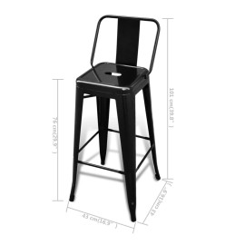 Tabourets de bar lot de 2 noir acier