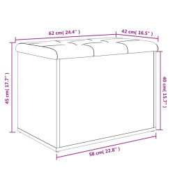 Banc de rangement chêne fumé 62x42x45 cm bois d'ingénierie