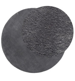 Tapis à poils courts doux et lavable anthracite Ø 80 cm