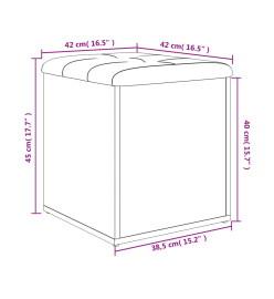 Banc de rangement gris béton 42x42x45 cm bois d'ingénierie