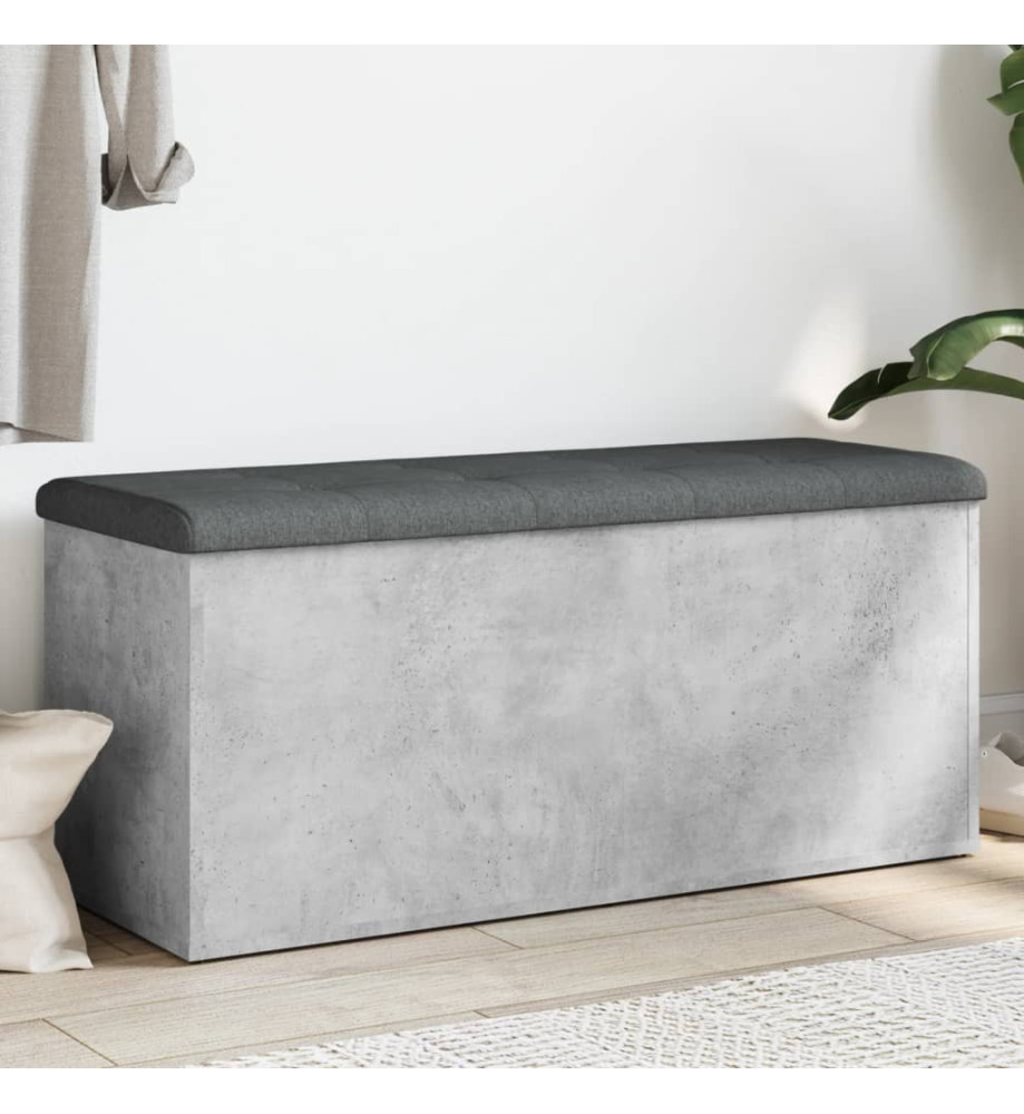 Banc de rangement gris béton 102x42x45 cm bois d'ingénierie