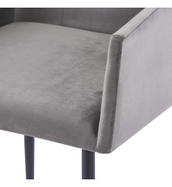 Chaises à manger avec accoudoirs lot de 2 gris velours