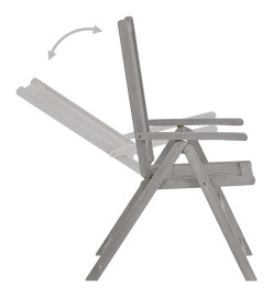 Chaises inclinables de jardin avec coussins 8 pcs Gris Acacia