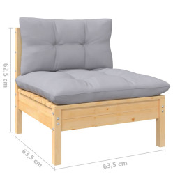 Salon de jardin 12 pcs avec coussins gris bois de pin massif