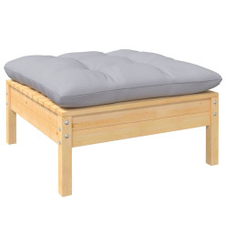 Salon de jardin 6 pcs avec coussins gris Bois de pin