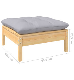 Salon de jardin 6 pcs avec coussins gris Bois de pin