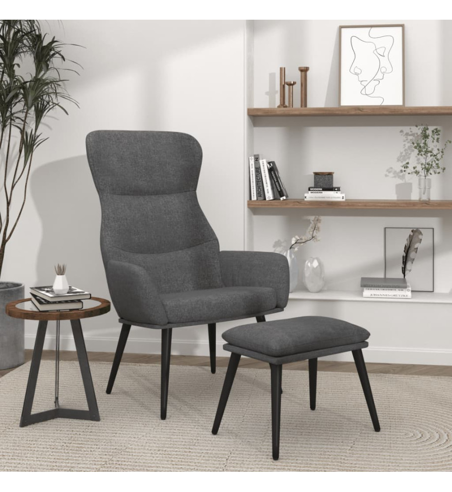 Chaise de relaxation avec tabouret Gris clair Tissu