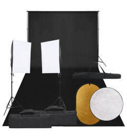 Kit de studio photo avec éclairage toile de fond et réflecteur