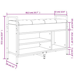 Banc à chaussures chêne sonoma 85,5x32x57,5cm bois d'ingénierie