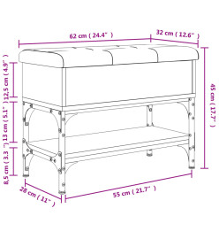 Banc à chaussures sonoma gris 62x32x45 cm bois d'ingénierie