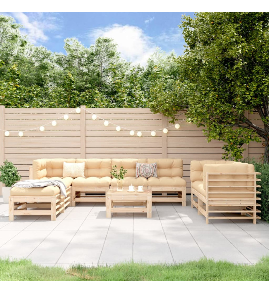 Salon de jardin 9 pcs Bois de pin massif Salon de jardin 9 pcs Bois de pin massif