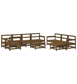 Salon de jardin 10 pcs Marron miel Bois de pin massif
