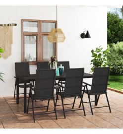 Ensemble de salle à manger de jardin 7 pcs Noir