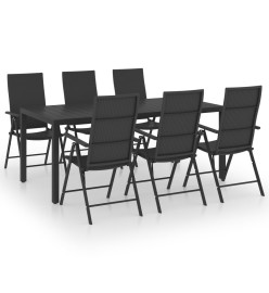 Ensemble de salle à manger de jardin 7 pcs Noir
