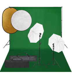 Kit de studio photo avec éclairage toile de fond et réflecteur