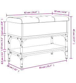 Banc à chaussures chêne sonoma 62x32x45 cm bois d'ingénierie