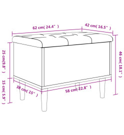 Banc de rangement chêne fumé 62x42x46 cm bois d'ingénierie