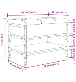 Banc à chaussures chêne fumé 62x42x45 cm bois d'ingénierie