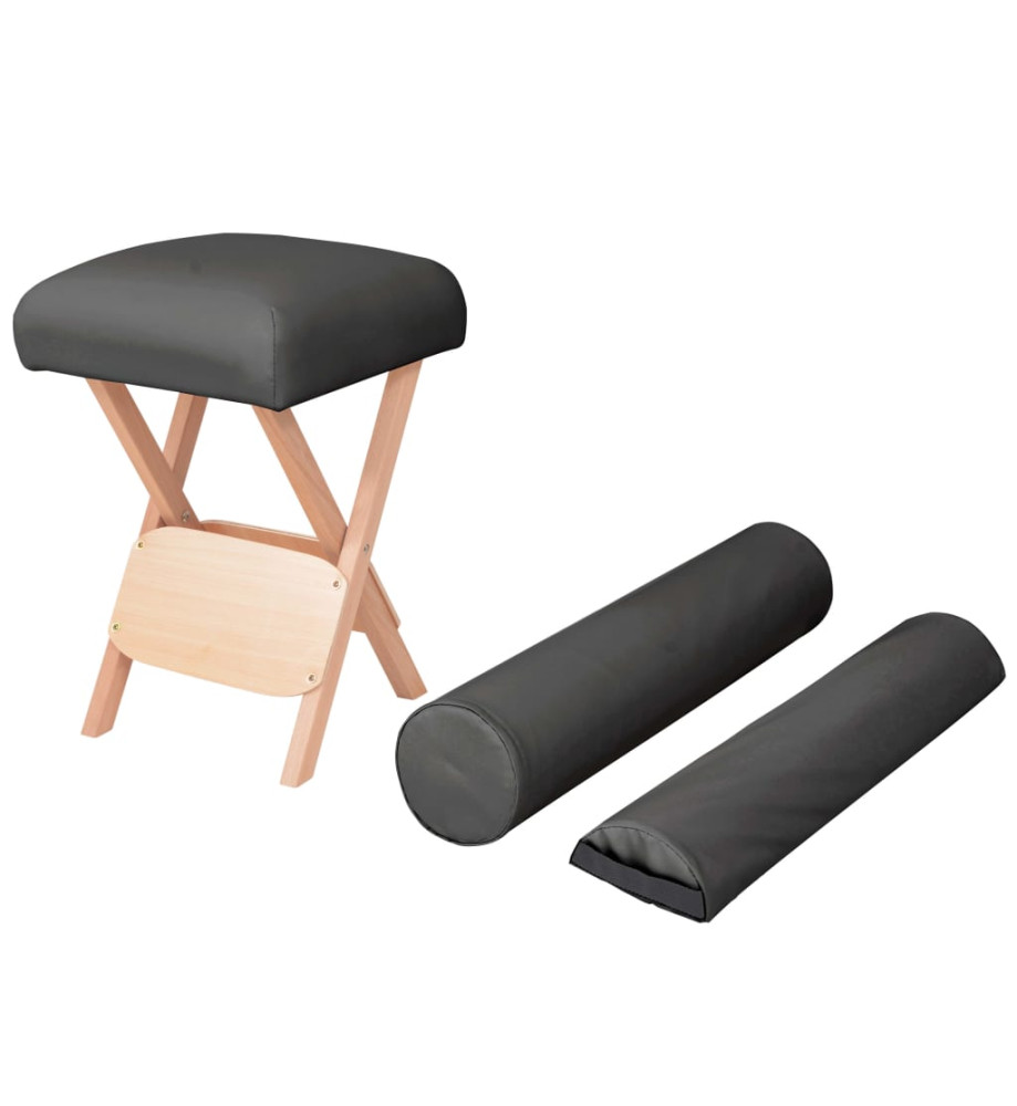 Tabouret de massage pliant siège 12 cm d'épaisseur 2 traversins