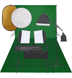 Kit de studio photo avec éclairage toile de fond et réflecteur