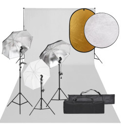 Kit de studio photo avec éclairage toile de fond et réflecteur