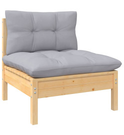Salon de jardin 5 pcs avec coussins gris bois de pin