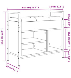 Banc à chaussures sonoma gris 65,5x32x57,5 cm bois d'ingénierie