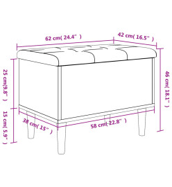 Banc de rangement gris béton 62x42x46 cm bois d'ingénierie