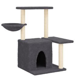 Arbre à chat avec griffoirs en sisal Gris foncé 83 cm