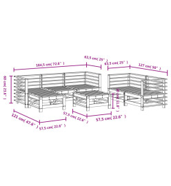 Salon de jardin 7 pcs bois massif douglas