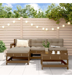 Salon de jardin 5 pcs marron miel bois de pin massif