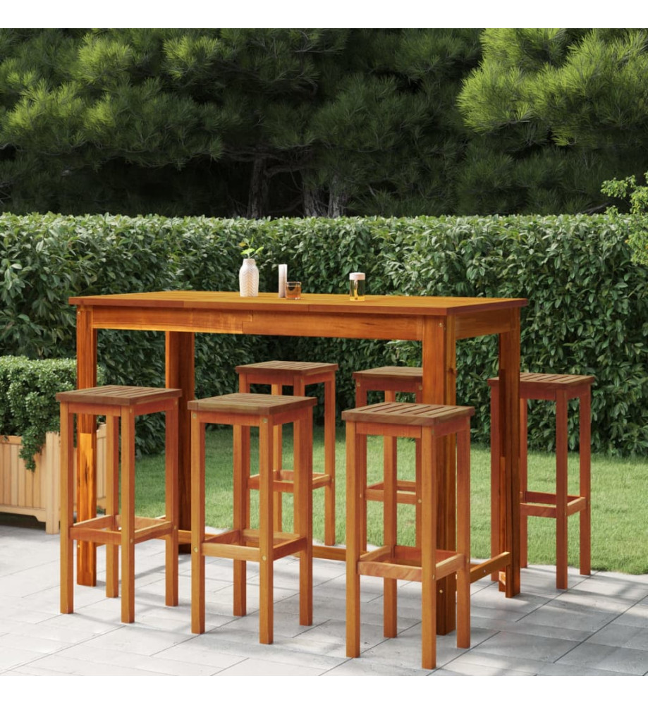 Ensemble de bar de jardin 7 pcs bois d'acacia solide Ensemble de bar de jardin 7 pcs bois d'acacia solide