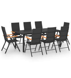 Ensemble de salle à manger de jardin 9 pcs Noir et marron